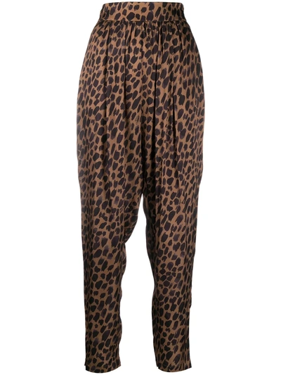 8pm Leopard-print Trousers In Brown