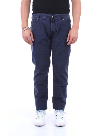 Jacob Cohen Trousers With Ponyskin Logo Tag In Blue