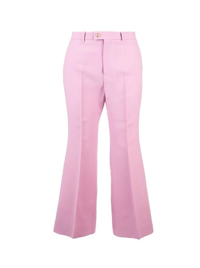 Gucci Cropped Flare Pants In Pastel Pink