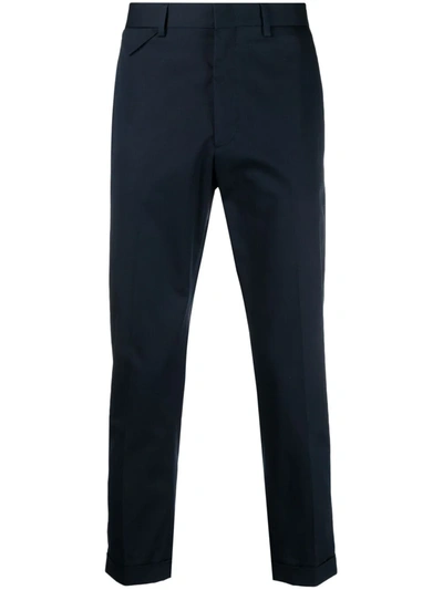 Low Brand Cropped-leg Cotton Chino Trousers In Blue