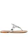 Tory Burch Metal Miller Embellished Sandals In Silver