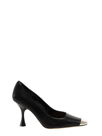 Sergio Rossi Pumps In Leather With Metal Tip In Black