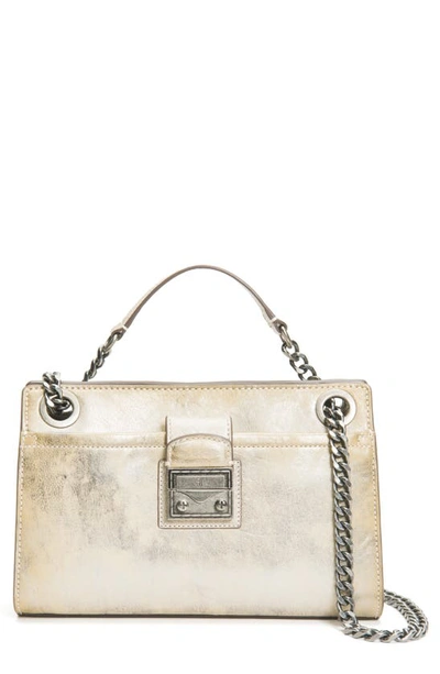 Frye Ella Metallic Leather Convertible Crossbody Bag In Pearl Metallic