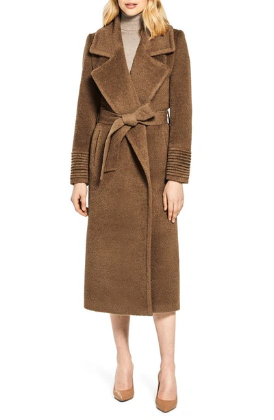 Sentaler Alpaca & Wool Boucle Notched Collar Wrap Coat In Caramel Cafe