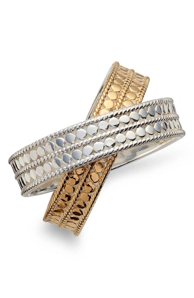 Anna Beck Double Band Cross Ring In Gold/ Silver