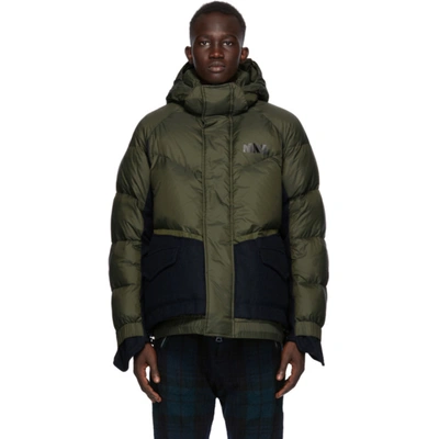 Nike Sacai Nrg Logo-print Quilted Nylon And Wool-blend Down Hooded Parka In Green