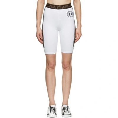 Fendi Ff Trim Cycling Shorts In F0znm White