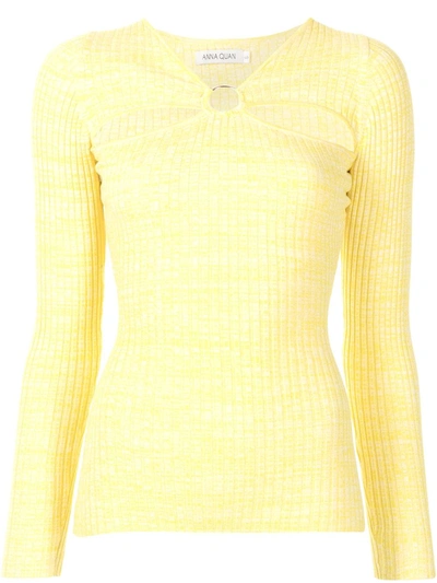 Anna Quan Women's Laila Cutout Ribbed-knit Cotton Top In Limoncello