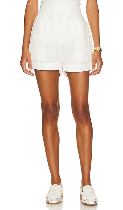 Anemos The High-waisted Linen-blend Short Shorts In White