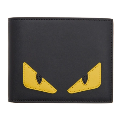 Fendi Black & Yellow Bag Bugs Bifold Wallet In F0u9t Black