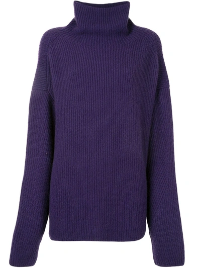 Lapointe Ribbed Knit Turtleneck Jumper In Purple