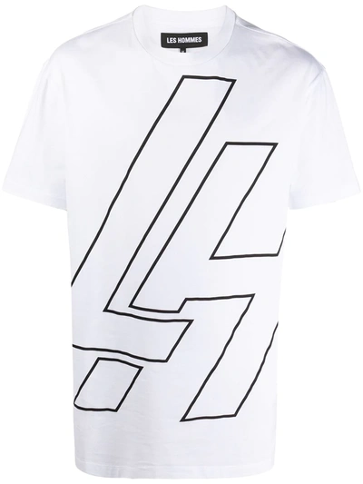 Les Hommes Logo Print Short-sleeved T-shirt In White