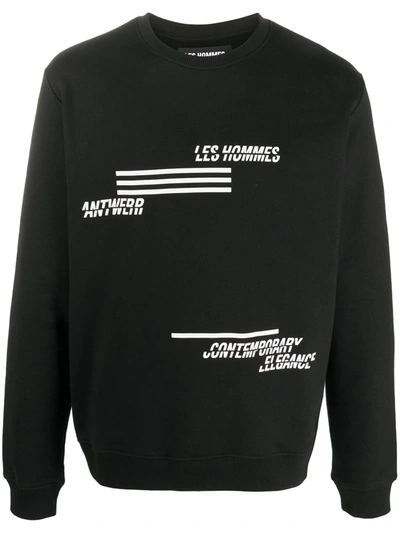 Les Hommes Logo Print Cotton Sweatshirt In Black