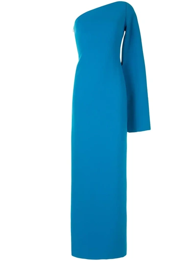 Solace London Callie One-sleeve Maxi Dress In Blue