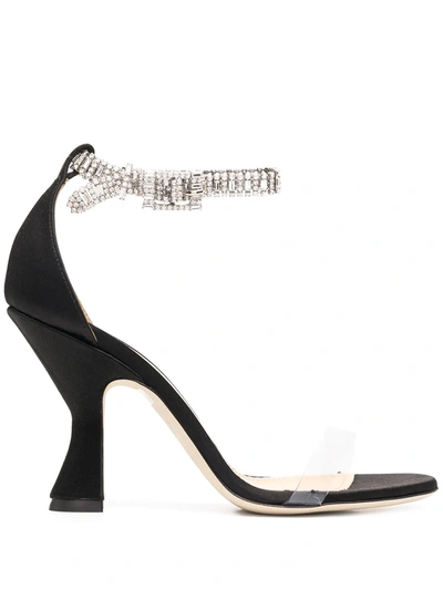 Giannico Crystal Strap Sandals In Black