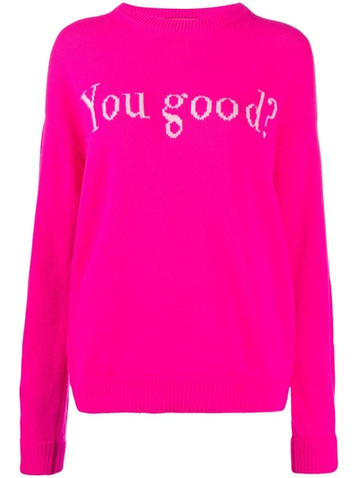 Ireneisgood Intarsia Logo Crewneck Jumper In Fuchsia