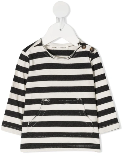 Zhoe & Tobiah Babies' Striped Cotton T-shirt In Grey