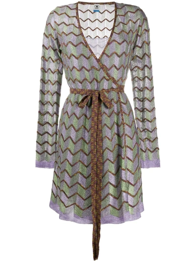 M Missoni Lurex-knit Wrap Dress In Multicolor In Brown