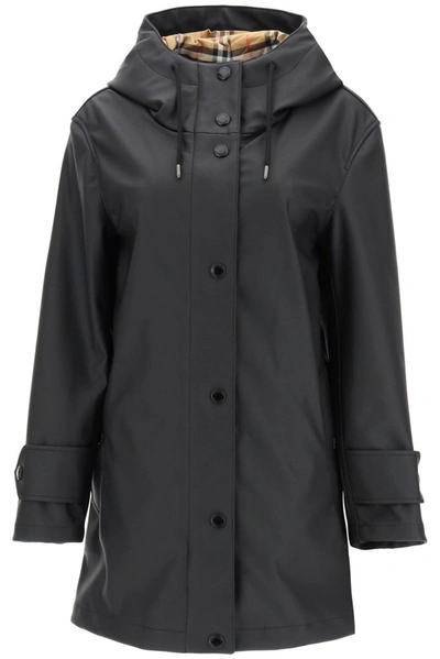 Burberry Vintage Check Lined Showerpoof Coat In Black