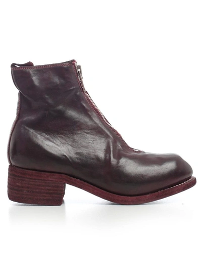 Guidi Pl1 Front Zipped Ankle Boots In Red