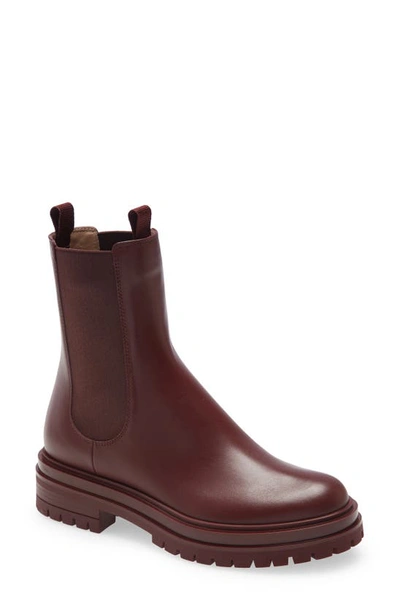 Gianvito Rossi Red Burgundy Chester Leather Ankle Boots