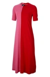 Nike Sportswear Organic Cotton Short Sleeve Midi Dress In University Red/ Pinksicle
