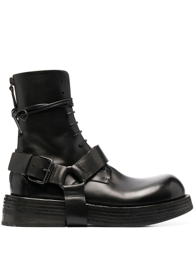 Marsèll Harness Leather Lace-up Boots In Black
