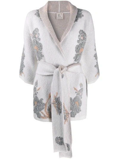 L'autre Chose Floral Print Cardigan In Neutrals