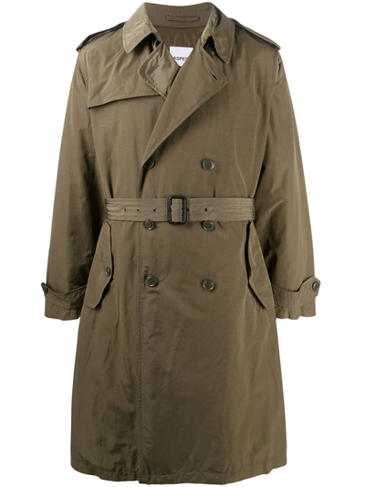 Aspesi Belted Trench Coat In Green