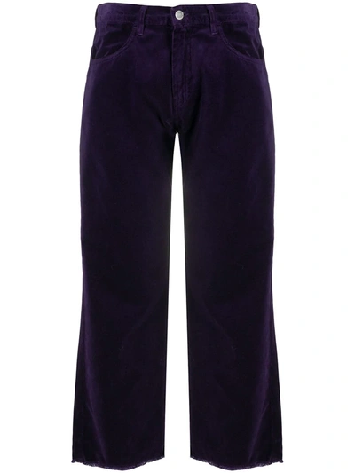 Massimo Alba Alosa Wide-leg Cropped Velvet Trousers In Purple