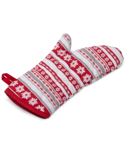 Martha Stewart Collection Fair Isle Oven Mitt, Created For Macy's In Red