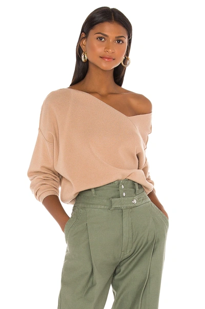 Line & Dot Favorite Off Shoulder Sweater In Taupe