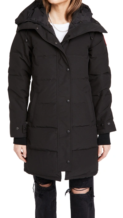 Canada Goose Shelburne Quilted Coyote Fur-trim Parka In Black Noir