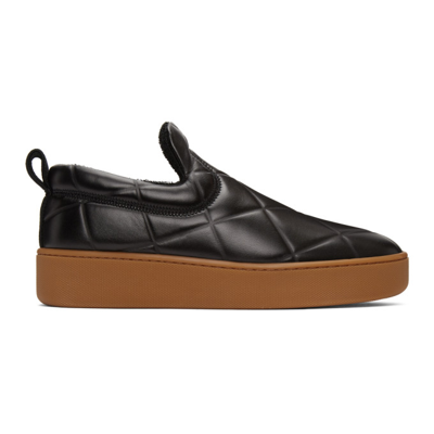 Bottega Veneta Embossed Slip-on Platform Sneaker In Black/rubberband