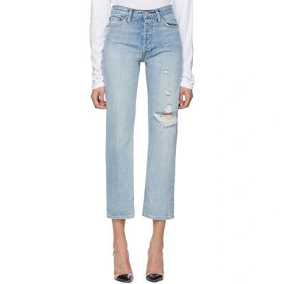 Re/done 90s High-rise Loose Straight-leg Jeans In Destroyedlt