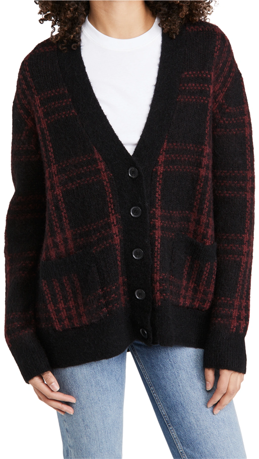 Re/done 90s Oversized Brushed Jacquard-knit Cardigan In Re/done 90s Oversized Brushed Jacquard-knit Cardigan In