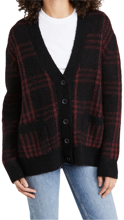 Re/done 90s Oversized Brushed Jacquard-knit Cardigan In