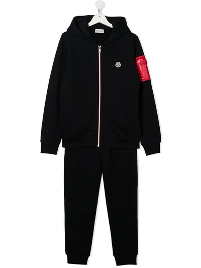Moncler Teen Logo Patch Tracksuit Set In Blue