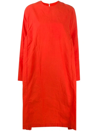 Casey Casey Oversized Long-sleeved Cotton Dress In Orange