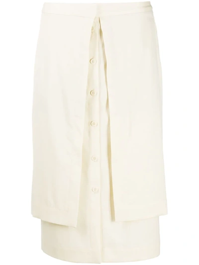 Lemaire Layered Midi Skirt In Neutrals