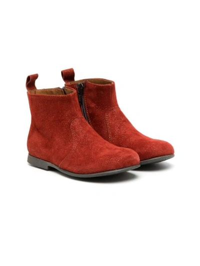 Pèpè Kids' Side Zip Ankle Boots In Red