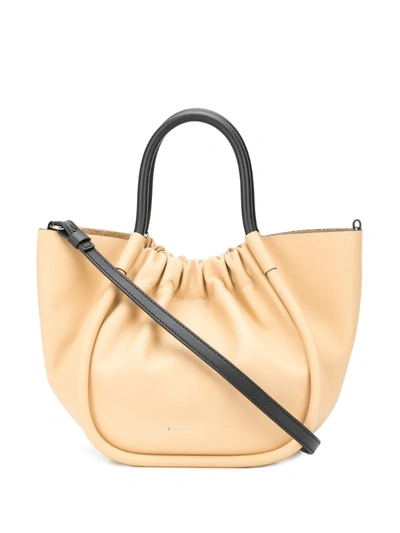 Proenza Schouler Large Ruched Smooth Leather Tote Bag In Neutrals