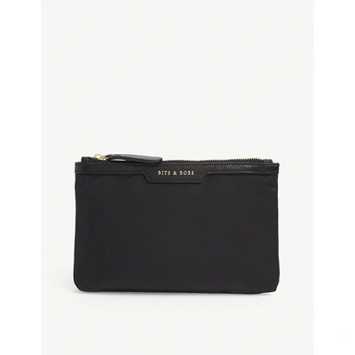 Anya Hindmarch Bow-embellished Zipped Recycled-shell Pouch In Black