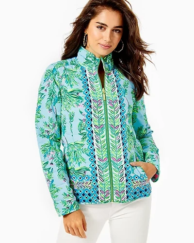 Lilly Pulitzer Maeven Reversible Jacket In Porto Blue Bamboo Forest Engineered Jacket