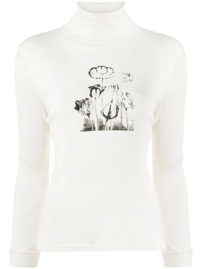 Alexa Chung Floral-print Roll Neck Top In White
