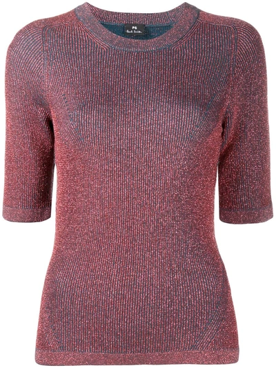 Ps By Paul Smith Glittered-knit Crew-neck Top In Blue