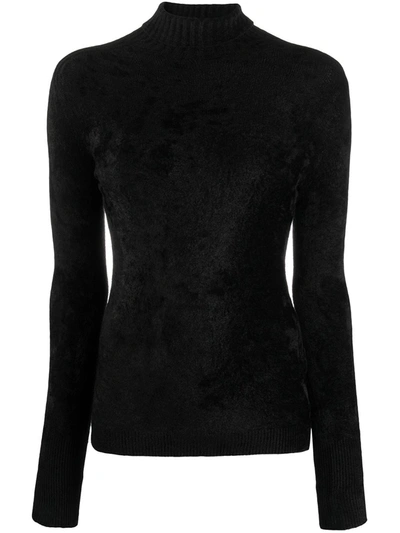 Transit Velvet-effect Roll-neck Jumper In Black