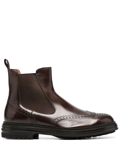 Santoni Oxford Ankle Boots In Brown