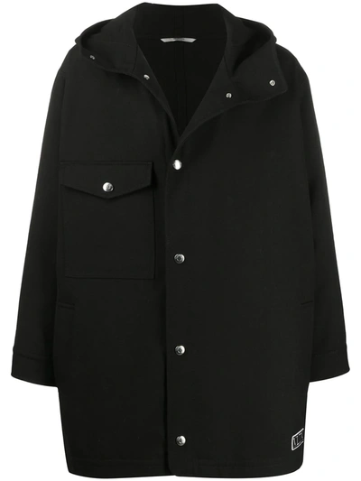 Valentino Hooded Vlogo Parka Coat In Black