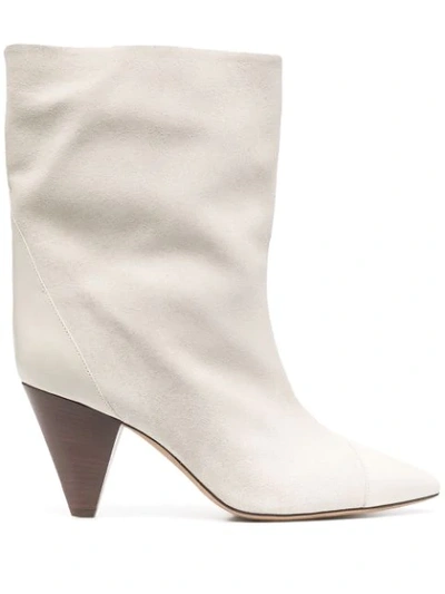 Isabel Marant Pointed Toe Mid Heel Boots In White